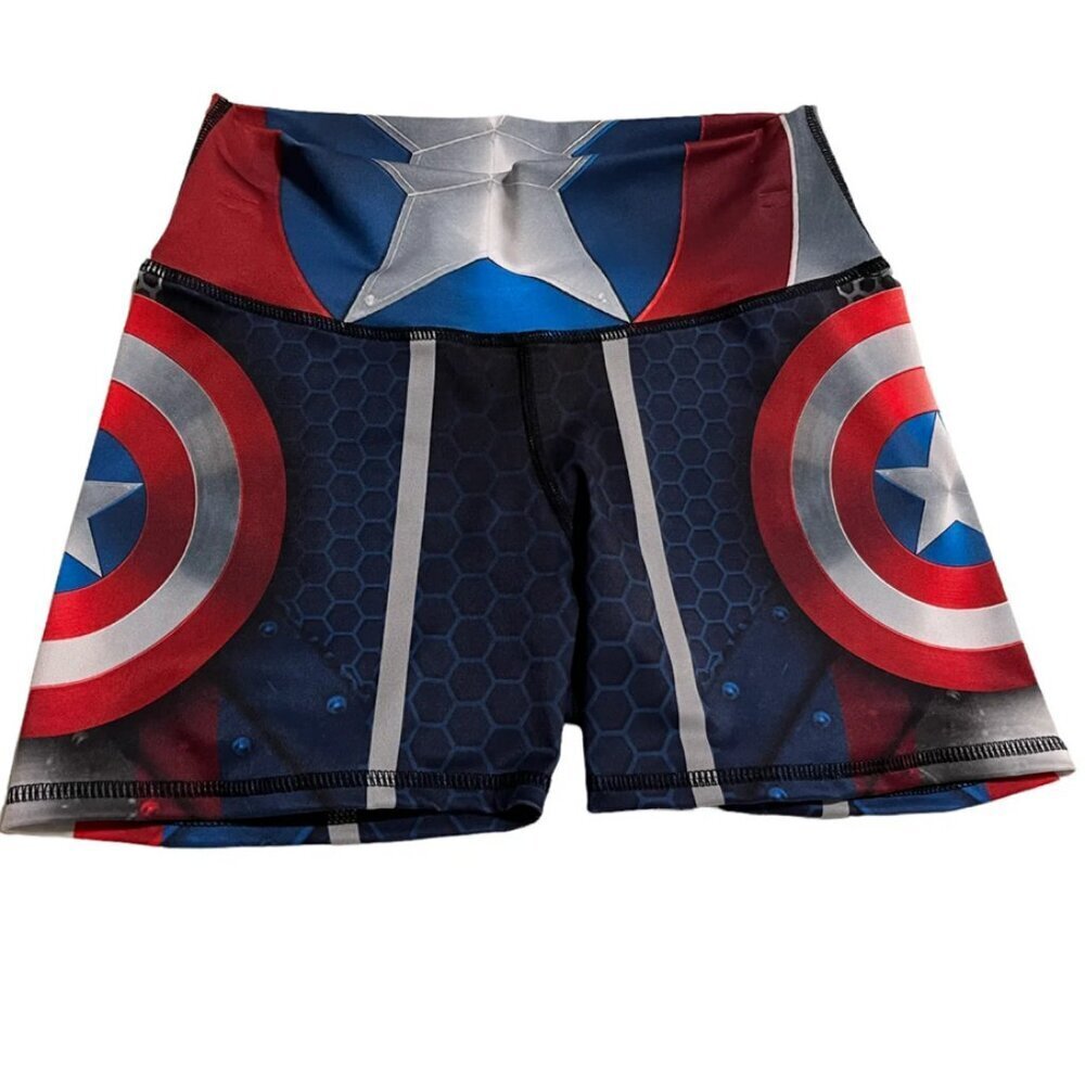 BOOTY LEGGINGS CAPTAIN AMERICA SZ S MADE IN COLOMBIA BUTT LIFT TUMMY CONTROL